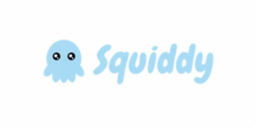 Squiddy logo in sky blue